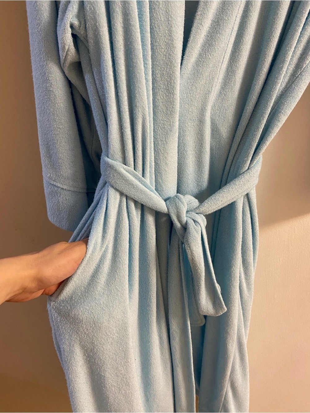 Natori Light Blue Terry Cloth Robe Large - Picture 7 of 9
